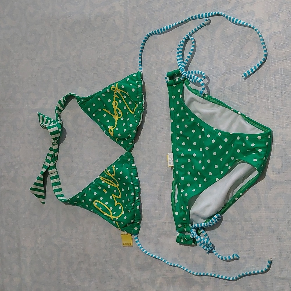 Billabong 2pcs reversible top bikini, size M, green,yellow,blue,white.